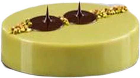 Tarta de pistacho con glaseado verde